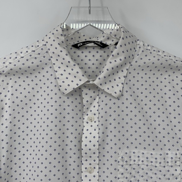 Travis Mathew short sleeve button shirt white diamond cotton collar men Large - Picture 2 of 4
